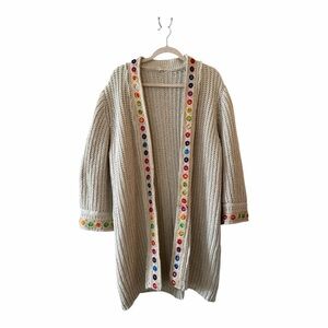 POL Cream Cardigan with Multicolor Trim